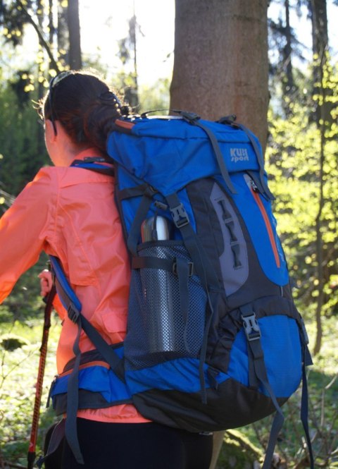 Plecak Turystyczny do Wędrówek Damski Męski Niebieski Pojemny KUBISPORT 60L