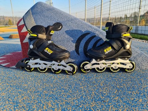 Rolki Damskie Męskie Czarne Kauczukowe Solidne z Hamulcem KUBISPORT roz. 44