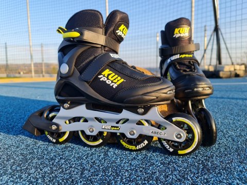 Rolki Damskie Męskie Czarne Kauczukowe Solidne z Hamulcem KUBISPORT roz. 45