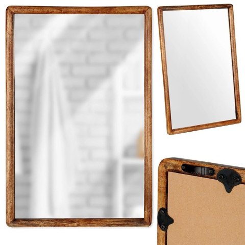 Lustro Ścienne Drewniane Prostokątne Wiszące Dekoracyjne VILDE 40 x 60 cm