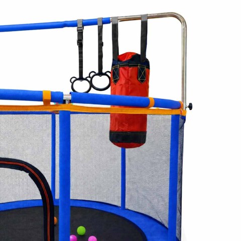 Trampolina dla dzieci ogrodowa siatka piłki koszykówka 150cm niebieska