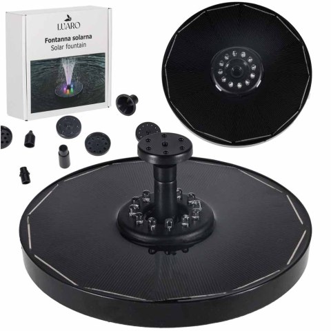 Fontanna solarna LUARO do oczka wodnego ogrodowa pompa pływająca LED RGB 16cm