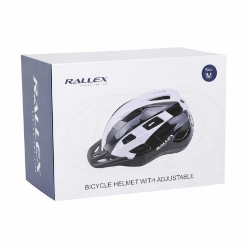 Kask rowerowy na rower RALLEX damski męski regulowany czarno-biały M 54-58cm