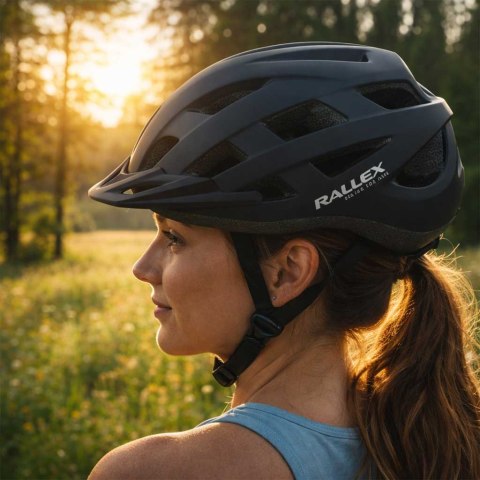 Kask rowerowy na rower RALLEX damski męski regulowany czarny L 58-62cm