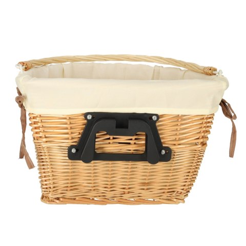 Koszyk rowerowy wiklinowy na rower RALLEX przedni pleciony click biały