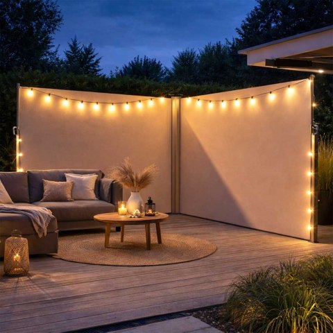 Markiza narożna boczna tarasowa LUARO parawan zwijany 181 x 620 cm beżowy