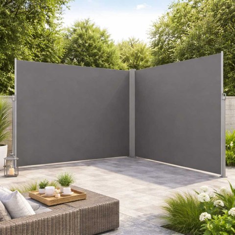 Markiza narożna boczna tarasowa LUARO parawan zwijany 181 x 620 cm szary