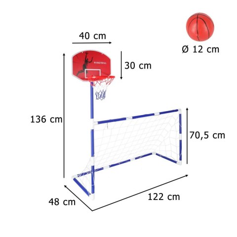 Bramka piłkarska do piłki nożnej tablica do koszykówki gry w kosza gra 2w1 2 piłki pompka