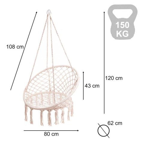 Huśtawka LUARO fotel bocianie gniazdo ecru 80cm 150kg
