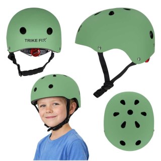 Kask rowerowy dla dziecka Trike Fix dziecięcy regulowany LED M 55-58cm zielony ciemny