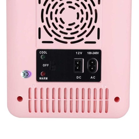 Lodówka turystyczna elektryczna samochodowa mini na jedzenie kosmetyki grzanie chłodzenie 2w1 4L różowa