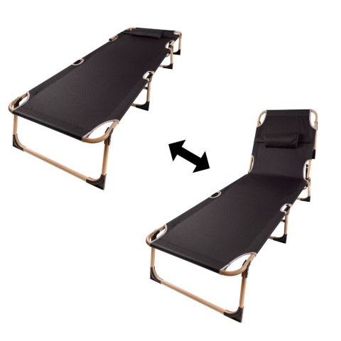 Łóżko polowe LUARO składane turystyczne kanadyjka leżanka z regulacją 193 cm szare