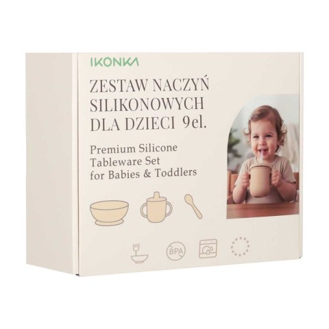 Naczynia silikonowe dla dzieci niemowląt krab zestaw 9 elementów niebieskie