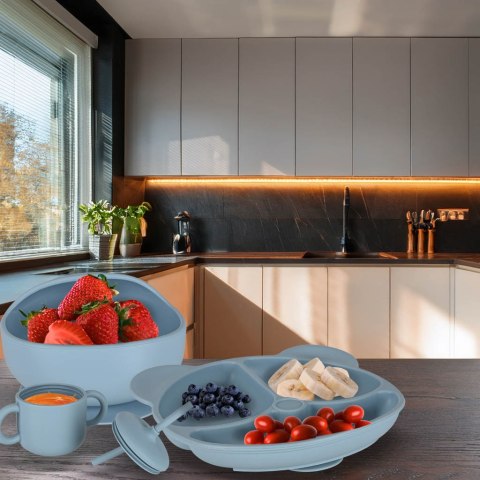 Naczynia silikonowe dla dzieci zestaw 8 elementów niebieski