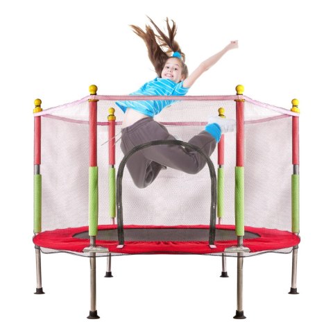 Trampolina do domu ogrodu dla dzieci siatka piłki 140cm 55inch czerwona