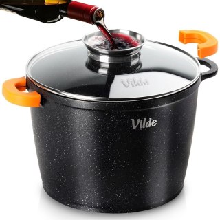 Garnek Granitowy 6,7 L 24 cm Pokrywka Aroma Dozownik Silikon VILDE