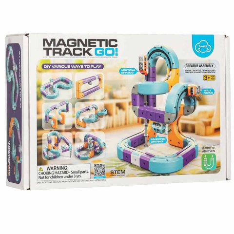 Klocki magnetyczne konstrukcyjne tor wyścigowy auta 54 elementy