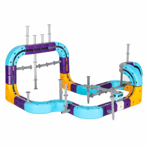 Klocki magnetyczne konstrukcyjne tor wyścigowy auto 87 elementów