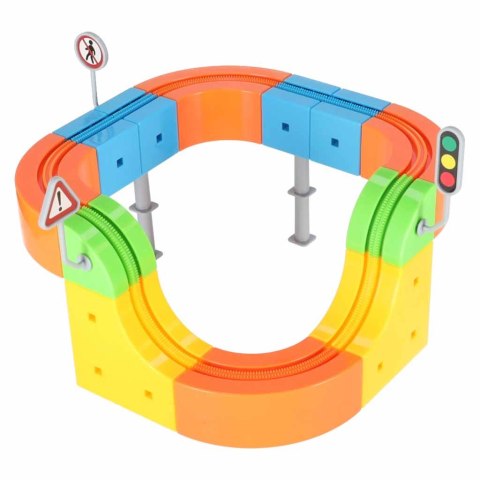 Klocki magnetyczne konstrukcyjne tor wyścigowy pociągi 101 elementów