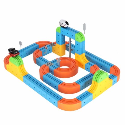 Klocki magnetyczne konstrukcyjne tor wyścigowy pociągi 140 elementów