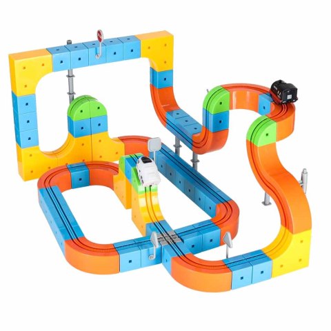 Klocki magnetyczne konstrukcyjne tor wyścigowy pociągi 140 elementów