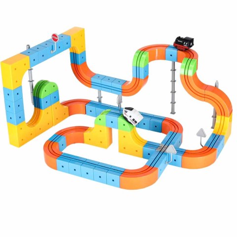 Klocki magnetyczne konstrukcyjne tor wyścigowy pociągi 140 elementów