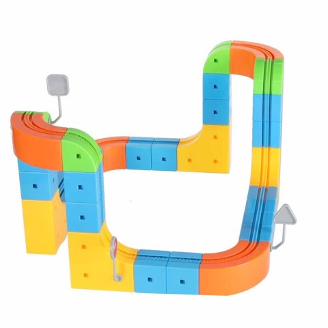 Klocki magnetyczne konstrukcyjne tor wyścigowy pociągi 65 elementów