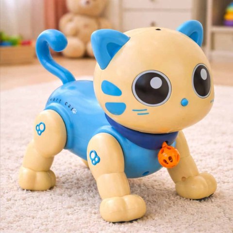 Kot kotek interaktywny zdalnie sterowany na pilota RC robot skacze niebieski