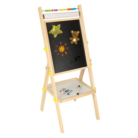 Tablica magnetyczna kredowa dwustronna drewniana literki kreda 38x37x90cm