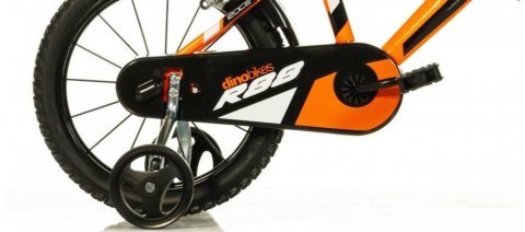 Rowerek Dziecięcy 16 Cali Pomarańczowy Kółka Boczne Hamulec Dino Bikes