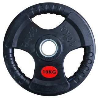 Talerz Ciężar Obciążenie Olimpijskie Gumowe z Uchwytami KUBISPORT 10kg 10mm