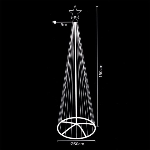Choinka Stożkowa Świecąca LED 150 cm 154 Diody Pilot IP44 Zewnętrzna ORION