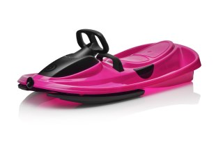 Sanki z Kierownicą Bobslej Plastikowe Różowe Dwuosobowe STRATOS 98 cm