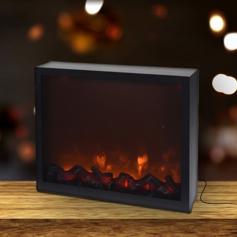 Kominek elektryczny led czarny metalowy 41x35 cm