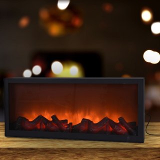 Kominek elektryczny led czarny metalowy 57x25 cm