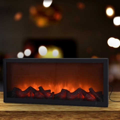 Kominek elektryczny led czarny metalowy 57x25 cm