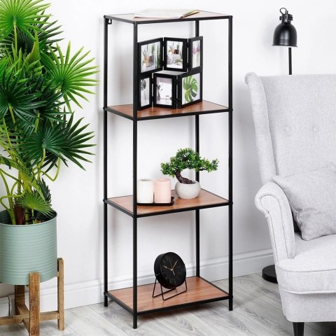 Regał Metalowy Wolnostojący Dekoracyjny Czarny ORION 46x30x130 cm