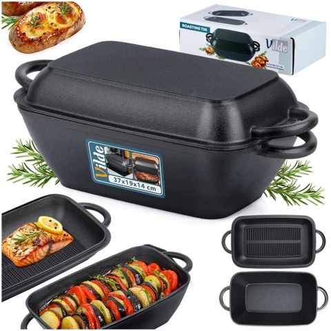 Brytfanna Żeliwna do Piekarnika Pieczenia z Pokrywką VILDE 2w1 3,5 L