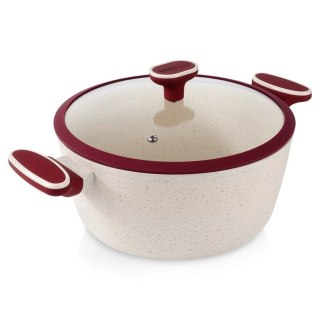 Garnek Granitowy ze Szklaną Pokrywką Gaz Indukcja NAVA 26 cm 5,2 L