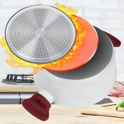 Garnek Granitowy ze Szklaną Pokrywką Gaz Indukcja NAVA 26 cm 5,2 L