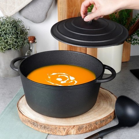 Garnek z Pokrywką Żeliwny Gaz Indukcja Solidny VILDE 26 cm 5 L