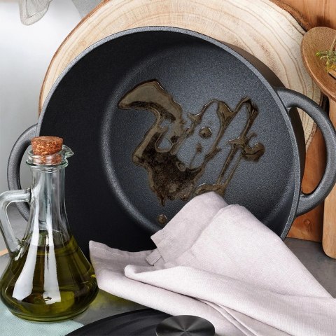 Garnek z Pokrywką Żeliwny Gaz Indukcja Solidny VILDE 26 cm 5 L