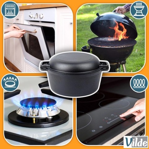 Garnek z pokrywką żeliwny 2w1 CAST LINE 26 cm 4,5 l / 1,6 l