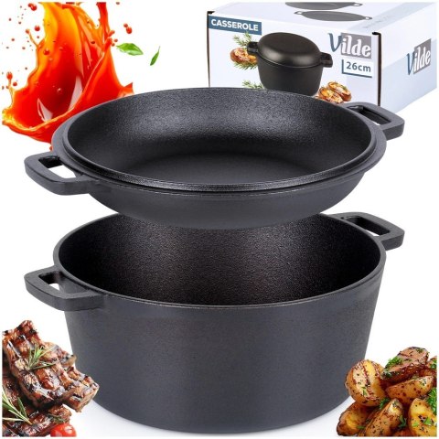 Garnek z pokrywką żeliwny 2w1 CAST LINE 26 cm 4,5 l / 1,6 l