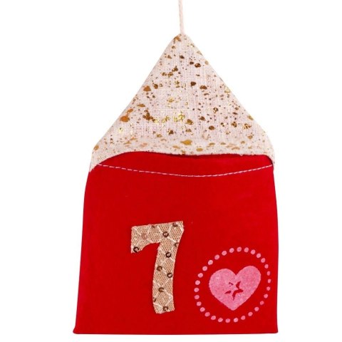 Kalendarz Adwentowy Wiszący Filcowy Czerwony Solidny Trwały VILDE 70 x 60cm