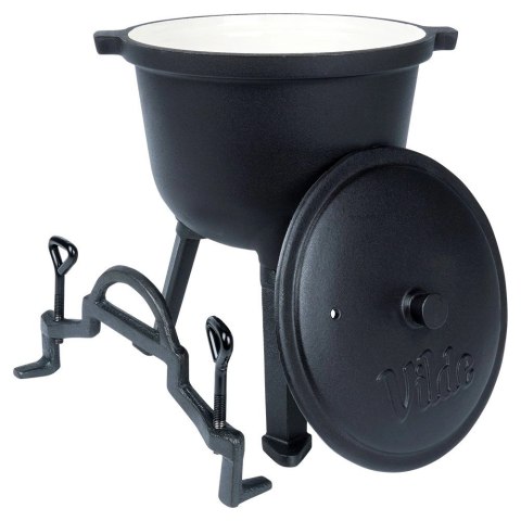 Kociołek Żeliwny Emaliowany na Nóżkach z Pokrywką Okrągły Solidny VILDE 4 l