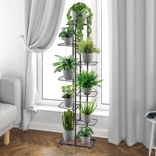 Kwietnik 8-poziomowy na doniczki metalowy czarny 153 cm