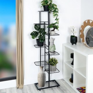 Kwietnik Stojak Kaskada Metalowy Czarny 8-poziomowy VILDE 142 cm