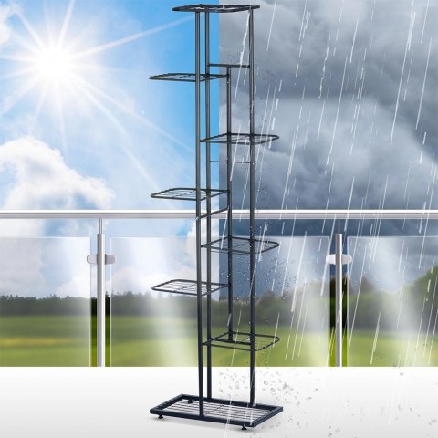 Kwietnik Stojak Kaskada Metalowy Czarny 8-poziomowy VILDE 142 cm