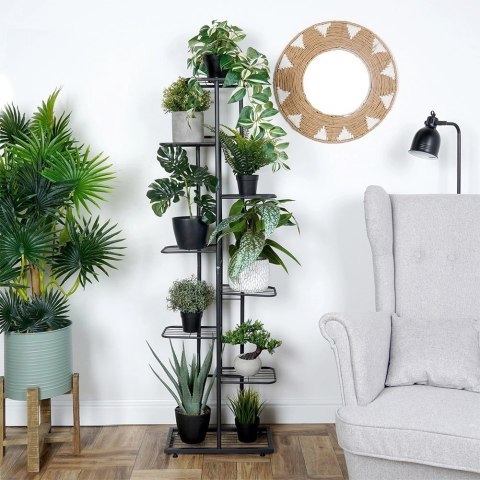 Kwietnik Stojak Kaskada Metalowy Czarny 8-poziomowy VILDE 142 cm